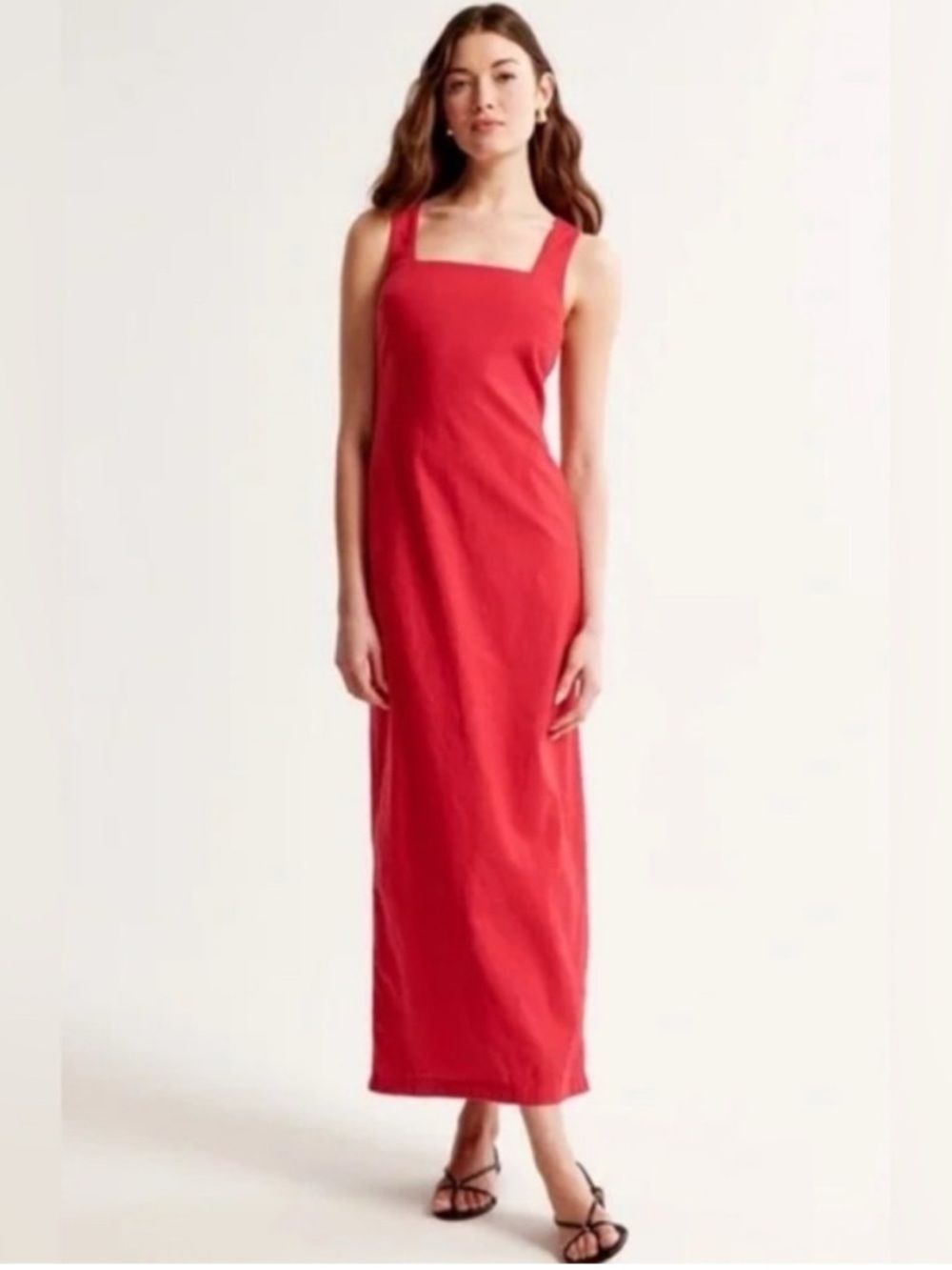 Abercrombie red linen blend dress